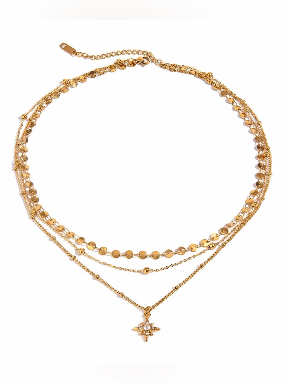18K Gold Plated Layered Star Pendant Necklace